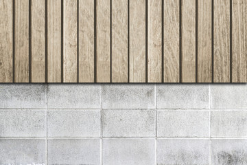 Brown wood fence and cement wall background