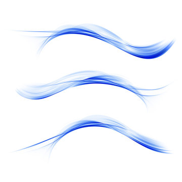 Abstract blue color wave design element. Set Blue wave