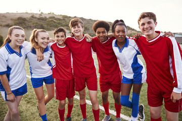 Portrait Of Male And Female High School Soccer Teams