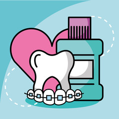 mouthwash tooth and orthodontics dentistry love vector illustration