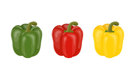 Vector illustration. Set of colorful sweet peppers.
