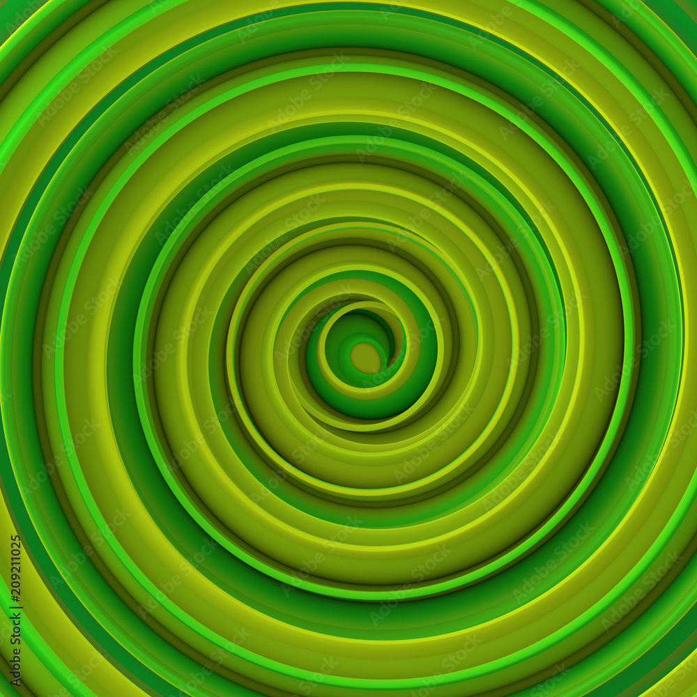 Poster bright green twisted spiral shape abstract 3d rendering
