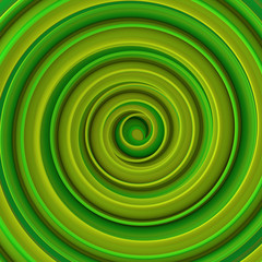 Bright green twisted spiral shape abstract 3D rendering