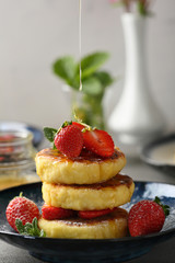 Delicious breakfast pancakes with berries