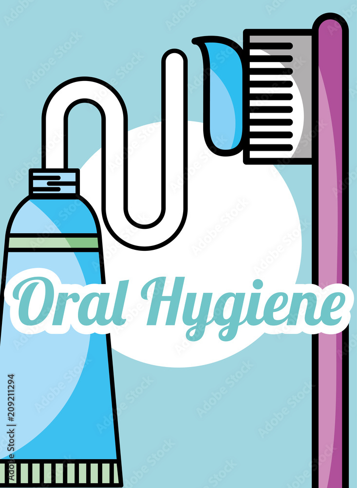 Canvas Prints oral hygiene toothpaste and brush vector illustration