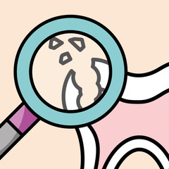 broken tooth magnifying glass zoom vector illustration