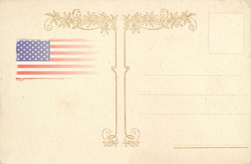 Original Antique POSTCARD with US Flag and space for your Text and Address 