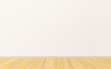 Empty interior room and wooden floor plank natural with white wall for background