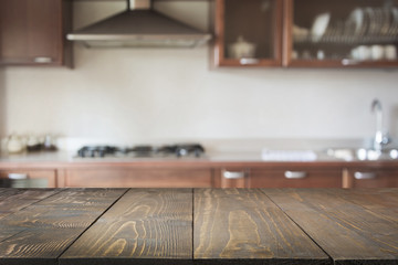 Blurred background. Modern kitchen with bokeh light.