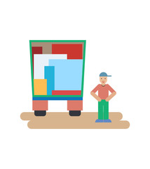 A man unloads a truck with things