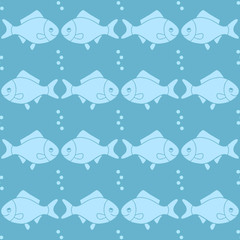 Seamless marine pattern on blue background