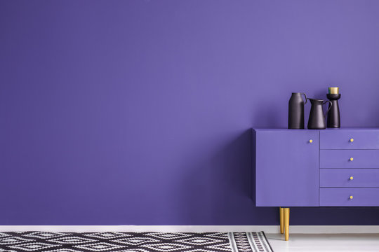 Minimal violet living room interior