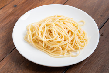Pasta on wooden background