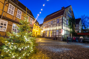 Fototapeta premium Christmas Market in Magdeburg. People are celebrating christmas
