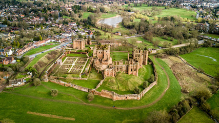 Kenilworth Old Town Centre with the Castle in the foreground