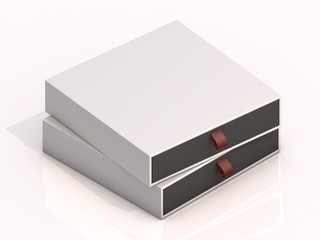 3d rendering blank boxes isolated on white background