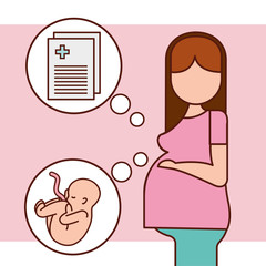 pregnancy fertilization mother thinking prescriptions baby born vector illustration