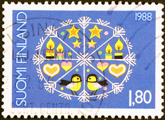 Christmas ornaments on finnish postage stamp