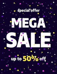 Fototapeta premium Dark banner template design, Big sale special offer. Vector illustration.