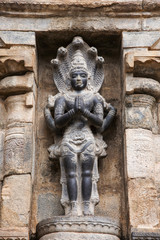 Fototapeta na wymiar Nagaraja on the southern side of the agra mandappa, Airavatesvara Temple, Darasuram, Tamil Nadu