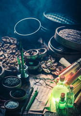 Closeup of discovering new taste in magical laboratory