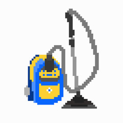 electric colored vacuum cleaner isolated pixel object qualitative vector illustration for your design