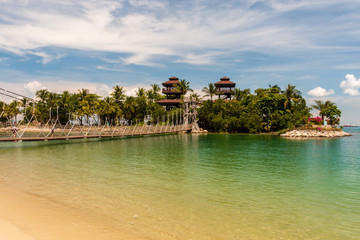 Fototapeta na wymiar Palawan Beach on Sentosa Island, Singapore