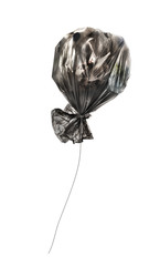 Garbage bag in the shape of a balloon isolated on white background