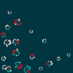 Cute Floral Pattern with Exotic Orchids for Greeting Card or Poster. Vector Background for Spring or Summer Design.