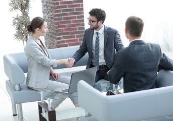 business handshake women with the client