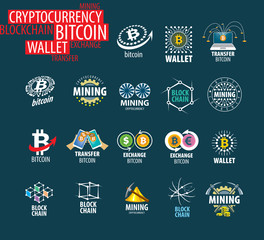 Naklejka premium vector icon set for cryptography