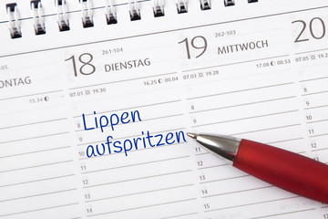 Eintrag im Kalender: Lippen aufspritzen