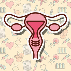 pregnancy fertilization hearts prescriptions tubes backgound pink female reproductive vector illustration