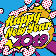 Bonne Année 2019 carte popart 3B