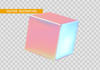 3d cube, geometric square isolated realistic on transparent background.