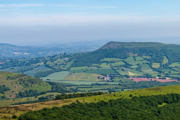 Naklejka premium Tracks and walking trails on the Sugar Loaf mountain in the Brecon Beacons