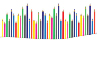 color pencils banner template on white background