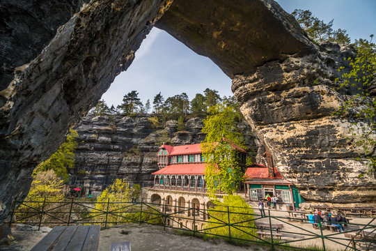 The Pravcicka brana in German Prebischtor is a Narrow Rock Formation Located in the Bohemian Switzerland in the Czech Republic. It is the Largest Natural Sandstone Arch in Europe