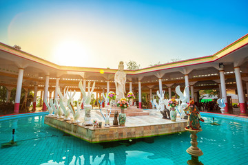 White stone Guanyin statue at Temple of  (Wat Ratkisihirunyaram) is a Buddhist temple and major tourist attractions on the hill in Phitsanulok,Thailand.