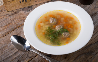 Meatballs soup plate