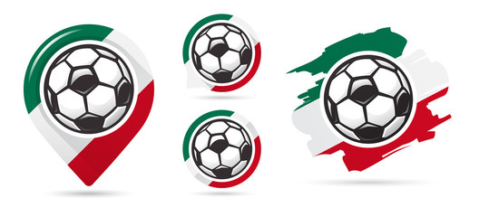 Mexican football vector icons. Soccer goal. Set of football icons.