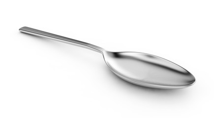 Golden spoon on a white background. 3D illustration