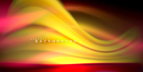 Neon glowing wave, magic energy and light motion background