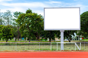 Digital blank scoreboard at football stadium with running track in sport stadium in outdoor...