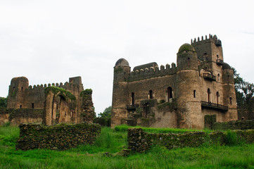 Fototapeta na wymiar Castle built by the Emperor Fasilides in the Gonder town in Ethiopia, Royal Enclosure
