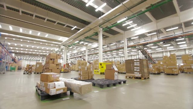 Cardboard boxes inside in Warehouse shipping