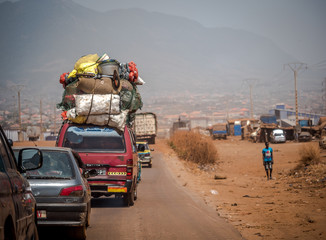 People on the road street - in Africa 