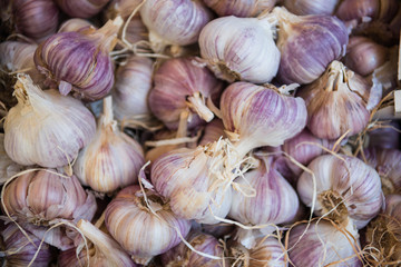 full frame image of pile garlics background