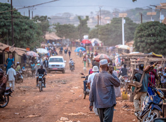 People on the road street - in Africa  - obrazy, fototapety, plakaty