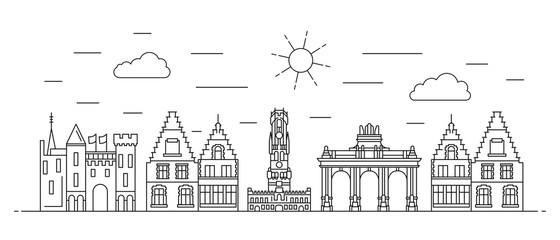 Obraz premium Belgium panorama, line style